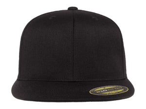 Flexfit 210 Flat Bill Fitted Hat in Black