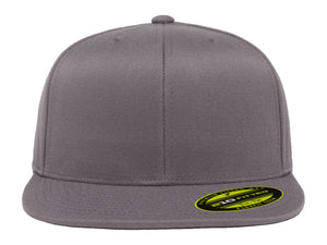 Flexfit 210 Flat Bill Fitted Hat in Grey