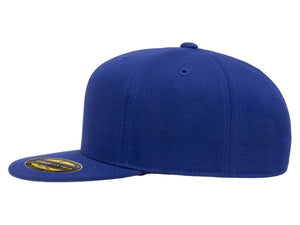 Bulk Flexfit 210 Flat Bill Fitted Hats in Royal Blue