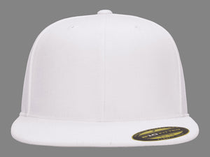 Flexfit 210 Flat Bill Fitted Hat in White