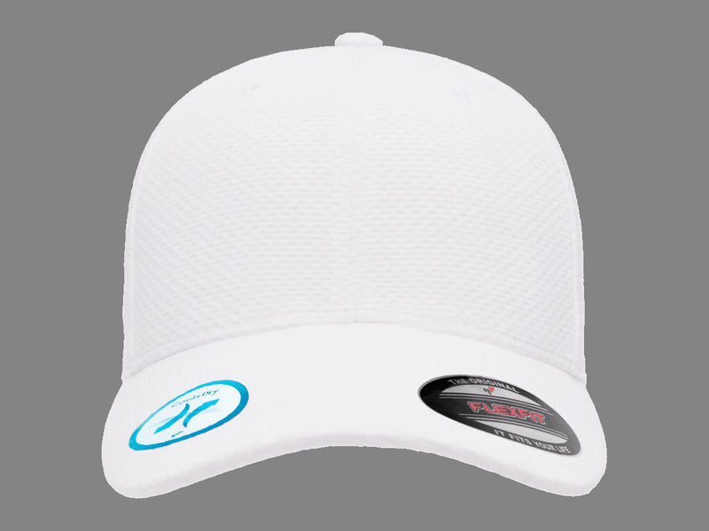 Flexfit 6584 Cool & Dry 3D Hexagon Jersey Hat in White