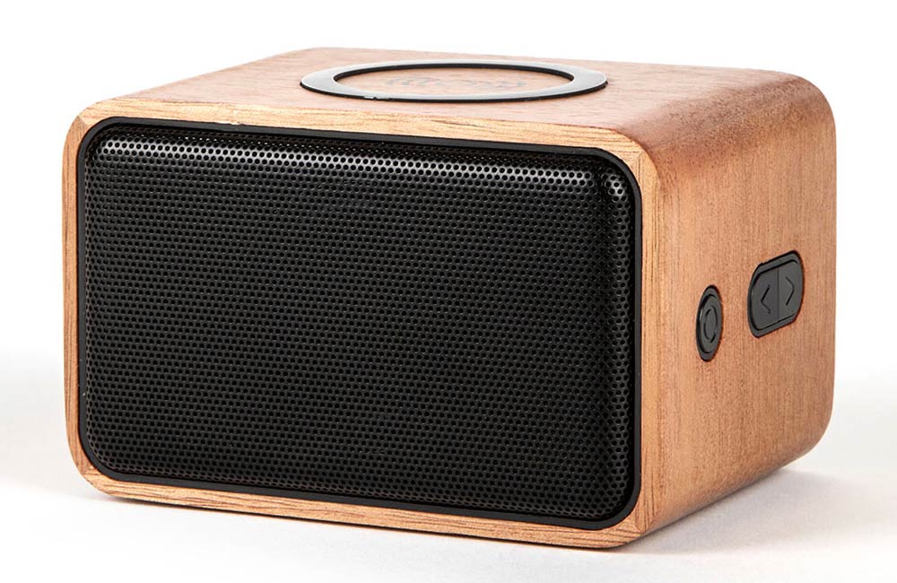 Wooden Bluetooth Speaker with Built-In Wireless Charger