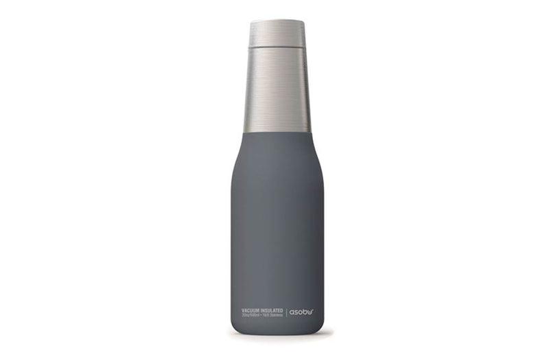 Rubberized Grey and Stainless Steel Beer Bottle