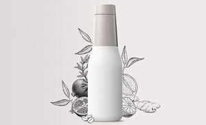 White ASOBU Drink Bottle with Decorative Background