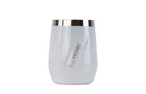 Metallic White Pearl Thermal Drinking Glass with Printed Emblem