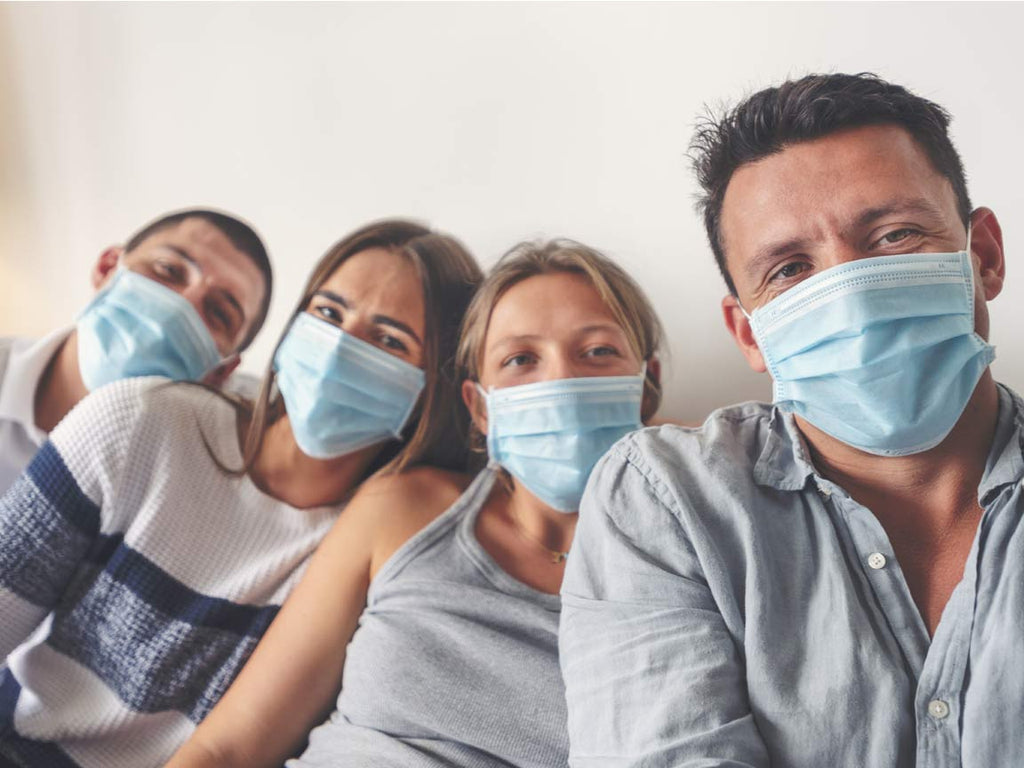 Family with Disposable Face Masks